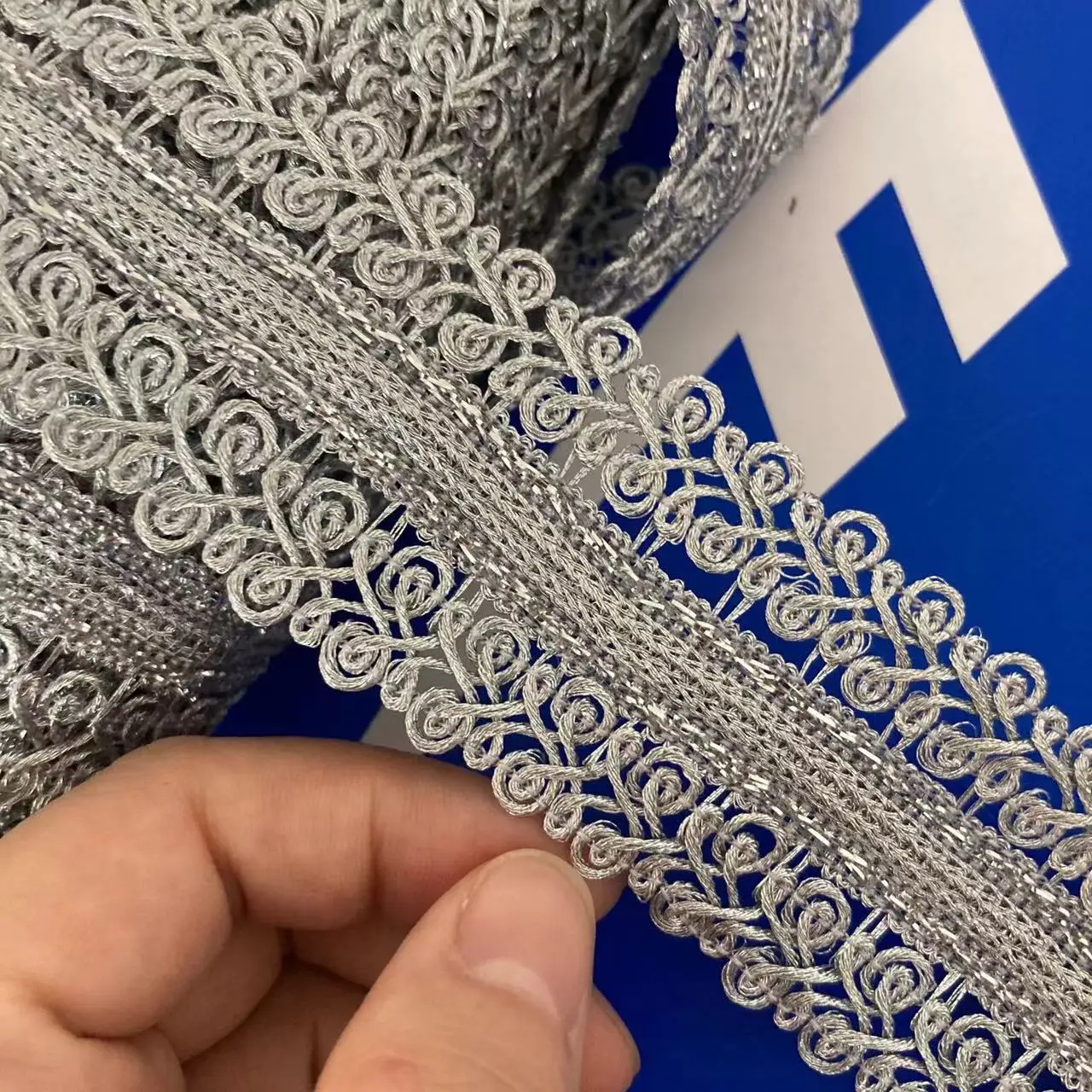 1 Yard 4.2cm Silver Lace Trim Ribbon Gold Thread Webbing Ethnic Style Clothing Embroidery Sequin Fabric Jacquard Accessories New