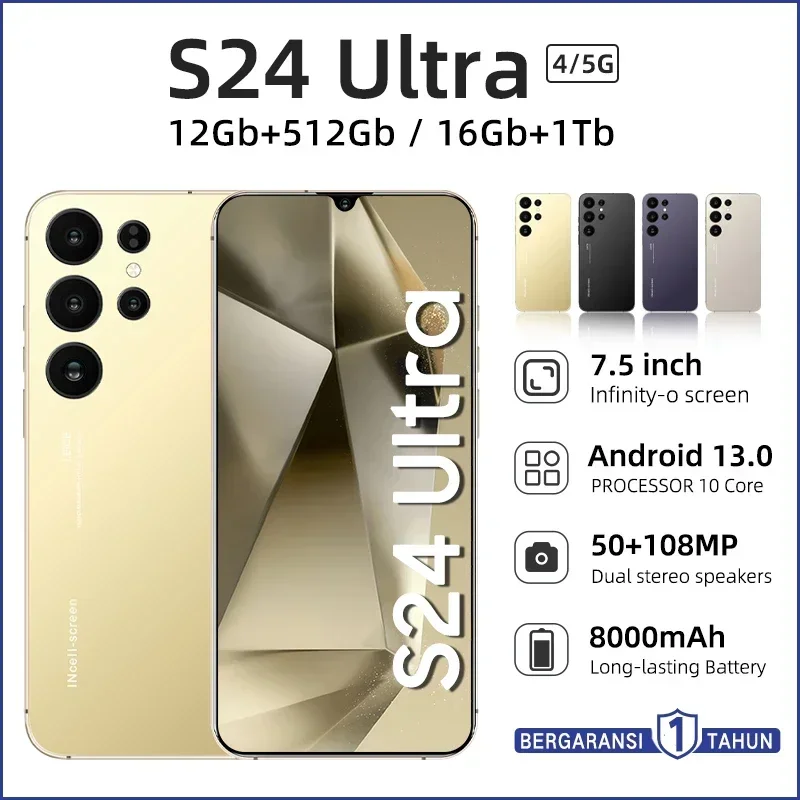 2024 New Global Edition S24 Ultra Flagship Smartphone 22GB+2TB 7.3 HD Screen 5G+ Dual Sim 108MP Android13 7000mAh 10 Core NFC