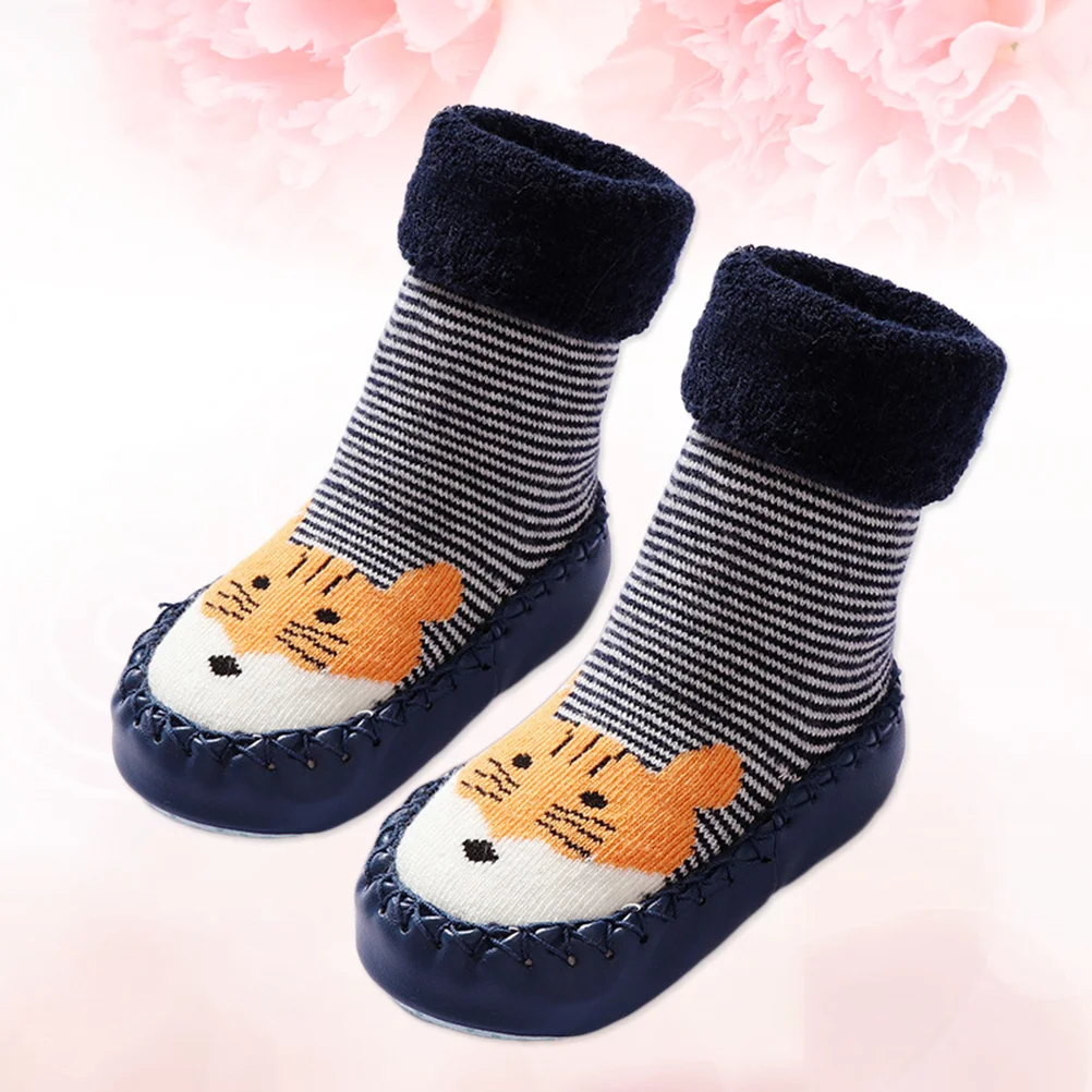 

1 пара детских носков с противоскользящим низом и пузырьковым дизайном, хлопковые, с рисунком синего хомяка, 14 см, 15-23 месяца, удобные, теплые