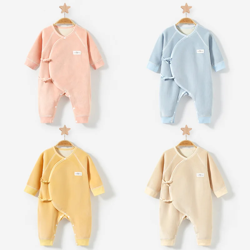 Newborn Baby Clothes Autumn and Winter Newborn Monk Plush Romper Suit Boys and Girls Warm One-piece Baby Autumn Clothes