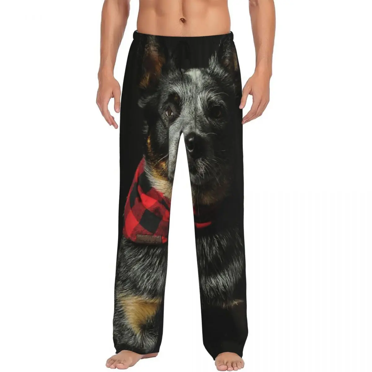 Custom Australian Cattle Dog Pajama Pants Men Sleepwear Sleep Lounge Bottoms with Pockets