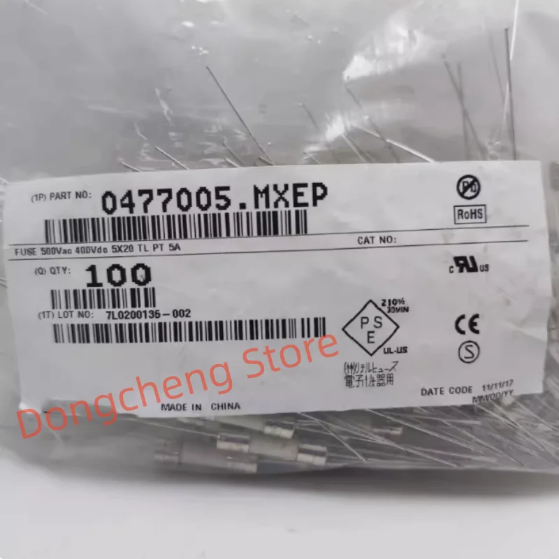 10pcs/lot New and Original 0477005.MXEP 5x20mm Ceramic Fuse Tube LF.T5AH500VP with Pin Slow Breaking