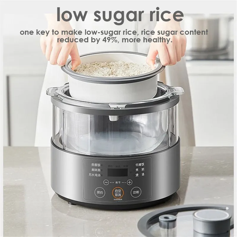 Joyoung Steam Rice Cooker S160 No Coating Glass Liner Low Sugar Rice Cooking Pot 3L Multifunction Steam Stew Soup For Kitchen