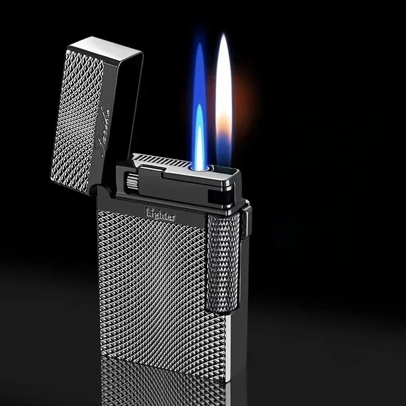 

Wind-proof metal torch gas lighter double flame inflatable butane cigarette lighter classic smoking accessories men's gifts