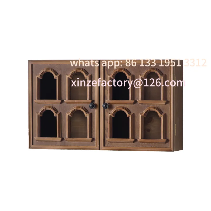 

Walnut color wall-mounted storage cabinet, kitchen wall storage cabinet, antique entrance solid wood hanging cabinet