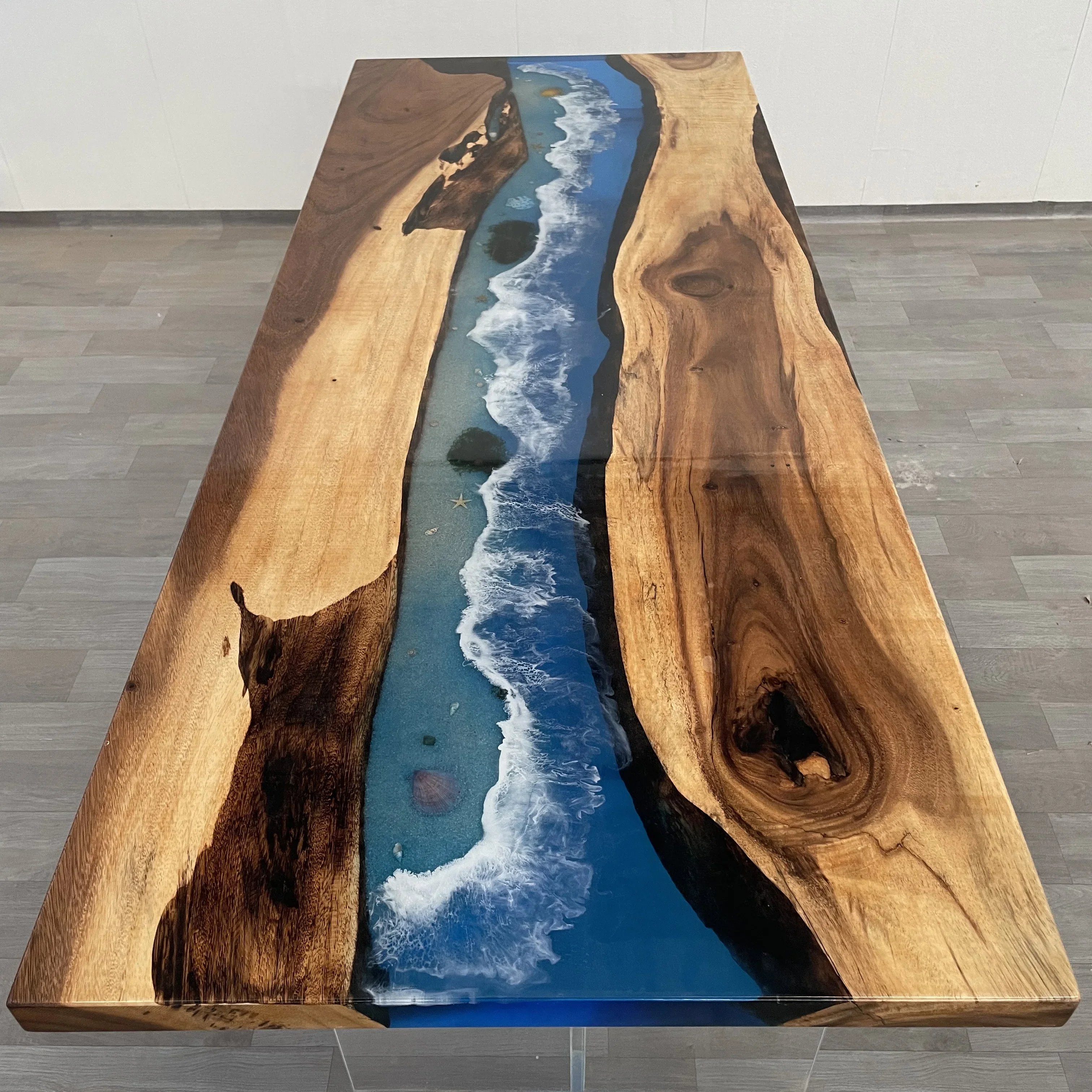 

Epoxy Resin River Table Wave Solid Wood Large Board Tea Table Solid Wood Log Tea Board Table Dining Coffee Whole