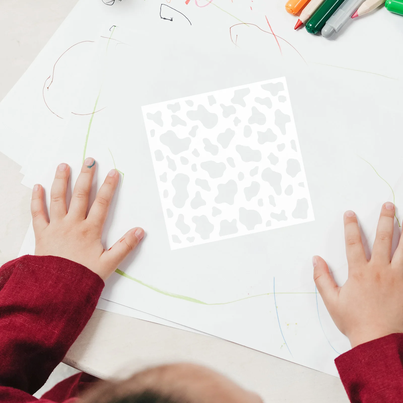 9 قطع استنسل رسم قابل لإعادة الاستخدام أنماط هندسية لتطوير المهارات الفنية واستنسل رسم الحرف اليدوية ذاتية الصنع