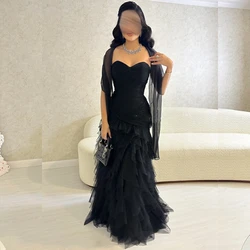 Customized      Tulle Tiered Homecoming Mermaid Strapless Bespoke Occasion Gown Long es  Casual