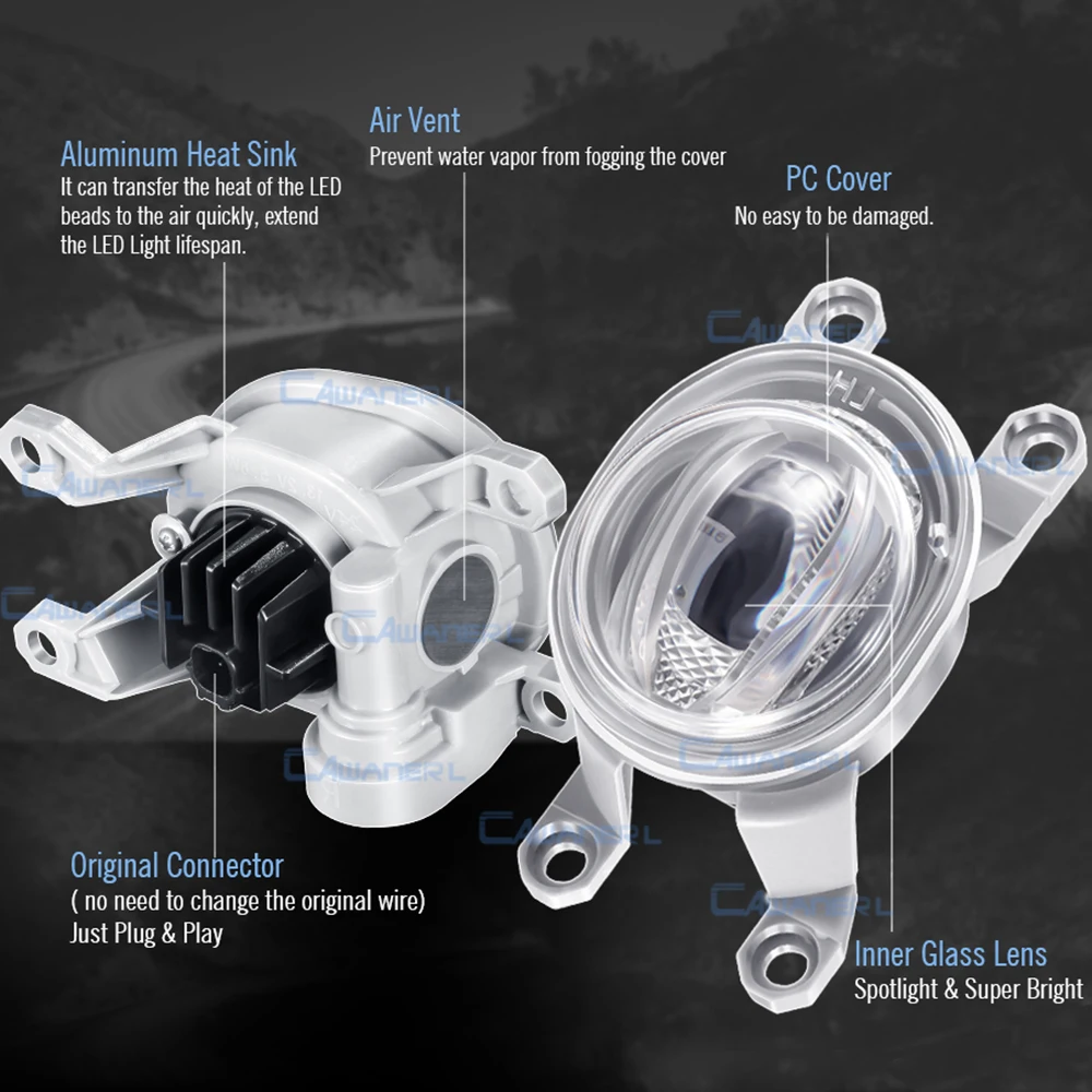 Car Left + Right LED Fog Light Assembly DRL Fog Daytime Running Lamp 2 Pieces For Toyota Prius (XW50) 2019 2020 2021 2022