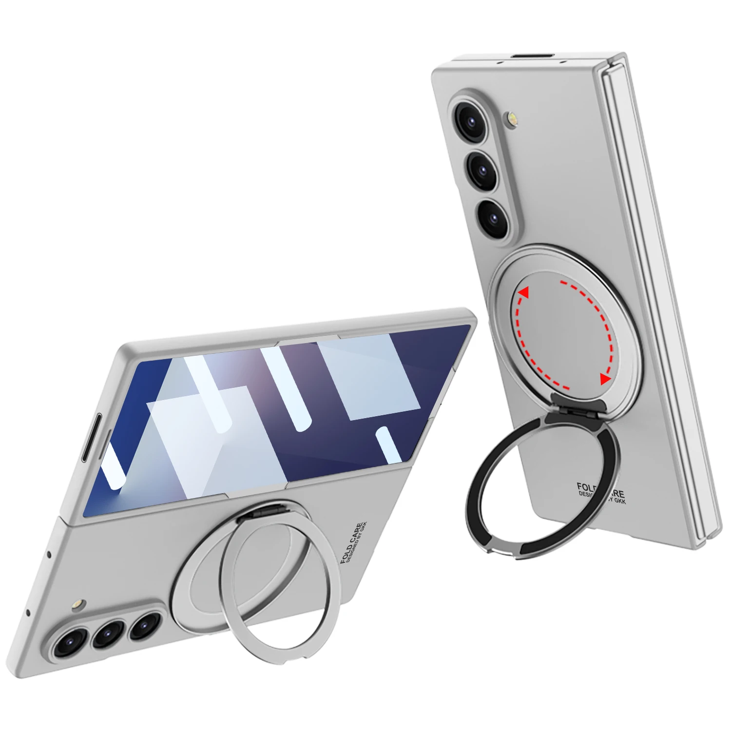 For Samsung Galaxy Z Fold 7 Magsafe Case Ultra-thin Matte Magnetic Rotating Ring Holder Wireless Charging Tempered Film Cover