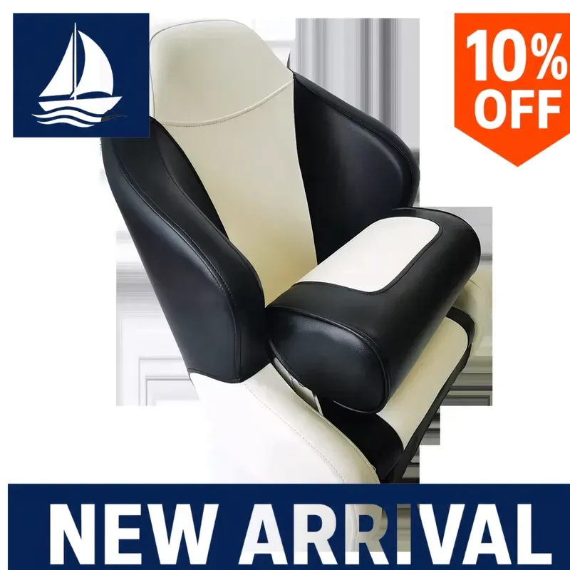 Foldable Captain Seat White Blue ABS PU Yacht Marine Boat Interior Accessory Deluxe Fishing Chair  Crew