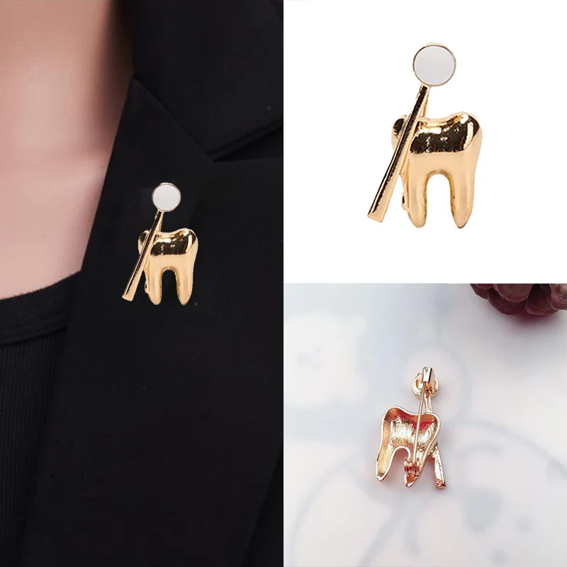 Classic Fashion Golden Tooth Shape Brooch Pin Lapel Backpack Badge Jewelry Gift