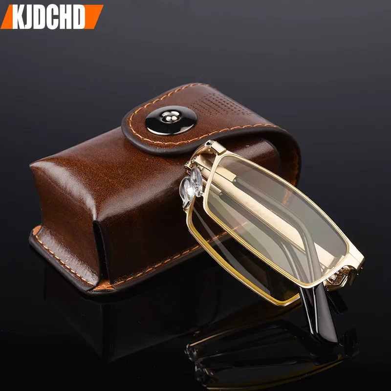 High-end Folding Anti Blue Ray Reading glasses men Foldable Glasses With Case Presbyopic Eyeglasses +1.0+1.5+2.0+2.5+3.0+3.5+4.0