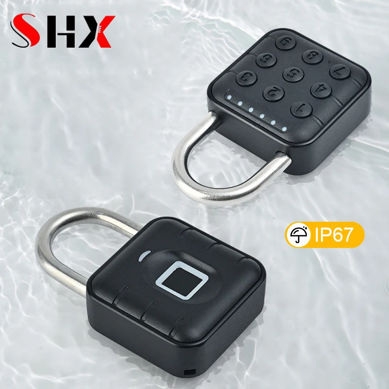 Fingerprint Lock Smart Padlock Thumbprint Door Padlocks Portable Anti-Theft Password Electronic Lock for Bag Drawer Suitcase