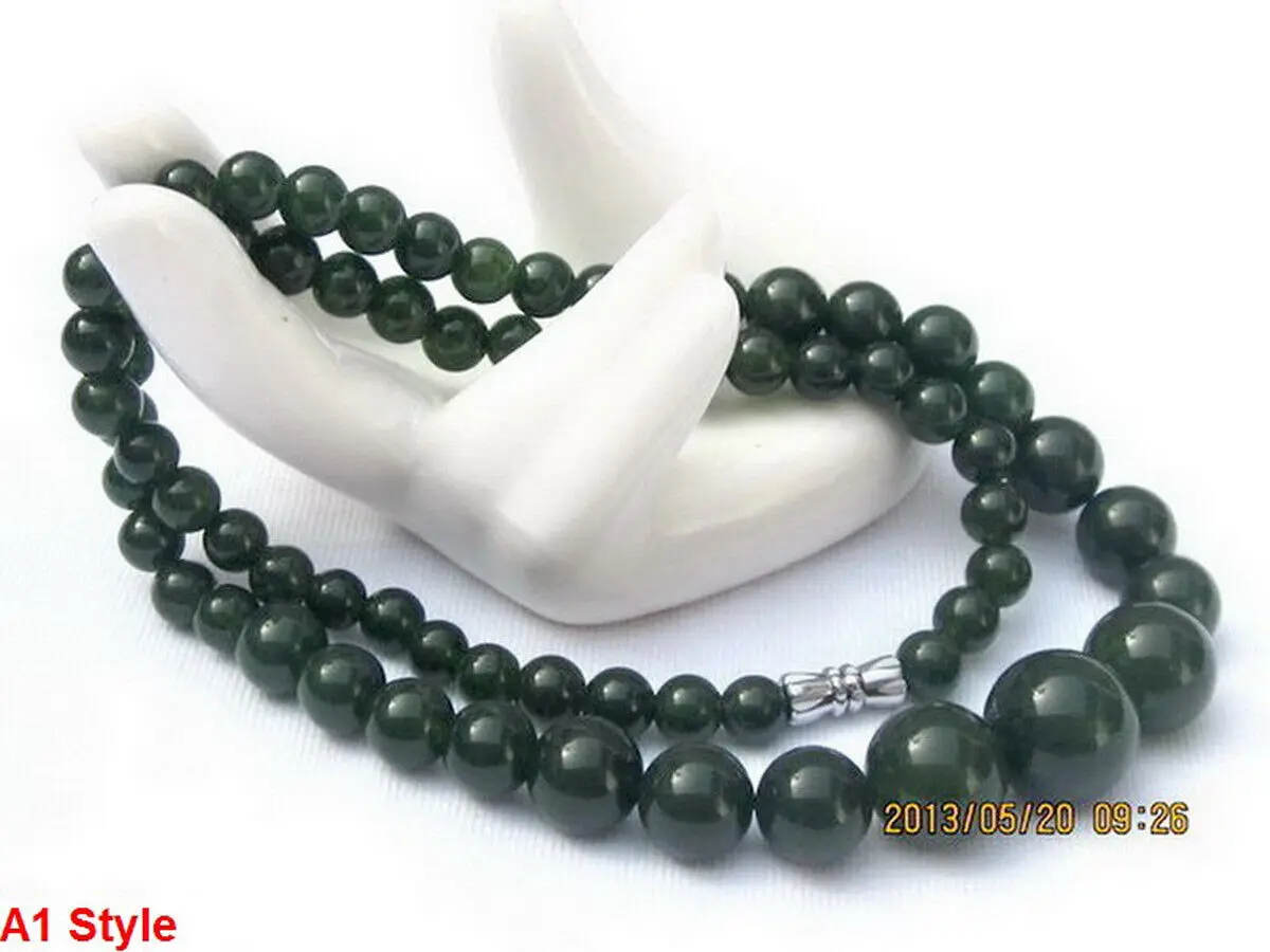 Wholesale 100% Natural Jade Dark Green Beads Tower Chain Necklace 1Pc