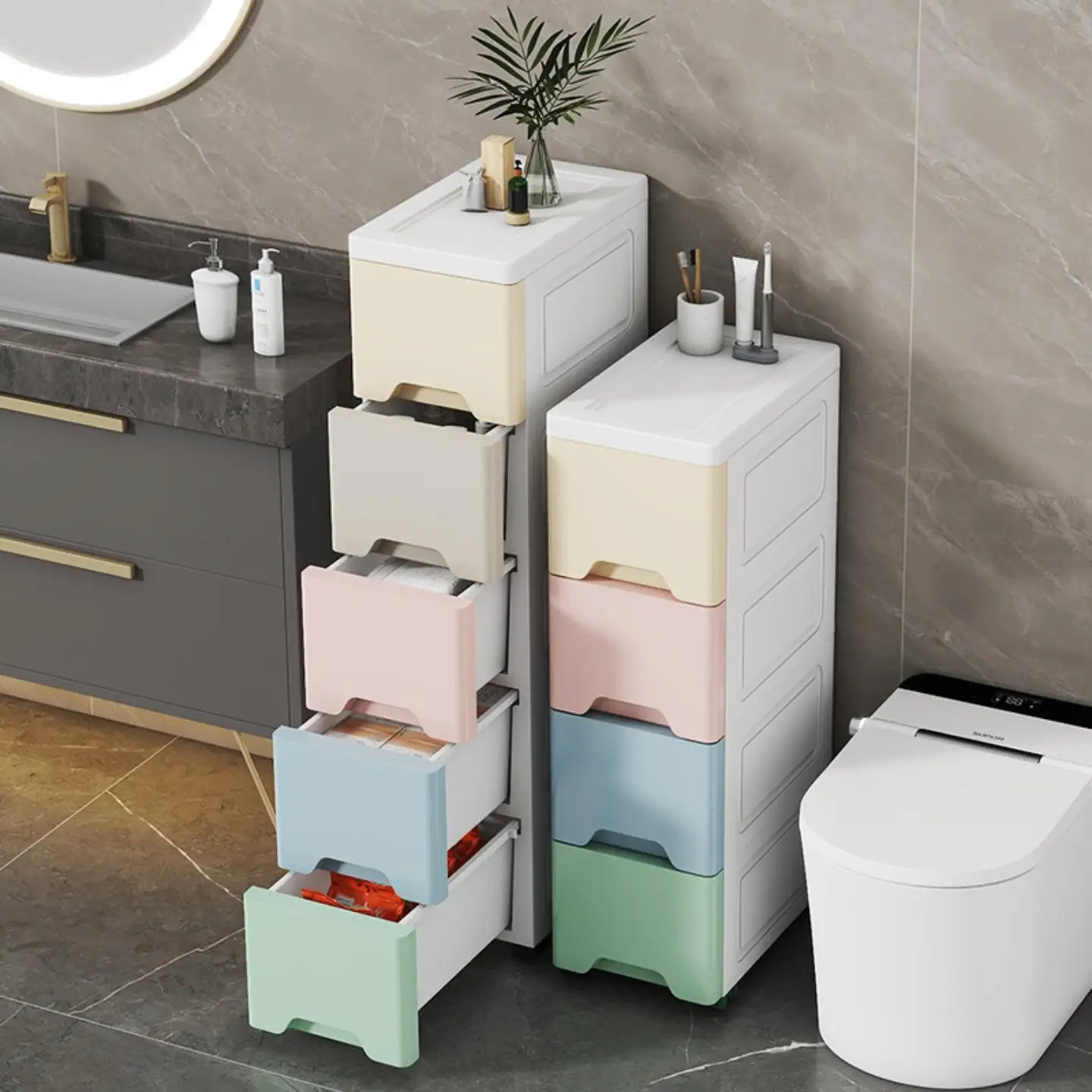 Multi-Layer Narrow Space Storage Cabinet Drawer Type Mobile under Table Storage Rack Slender Cabinet 151825cm Home Furniture