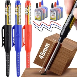 Stylos Marqueurs Multi-Usages pour Perçage Profond de 45mm, à Pointe Longue, Waterproof, pour Calcul de l'Âge, Travail, Stylo de Charpentier à Tête Longue, 1 à 6 Pièces