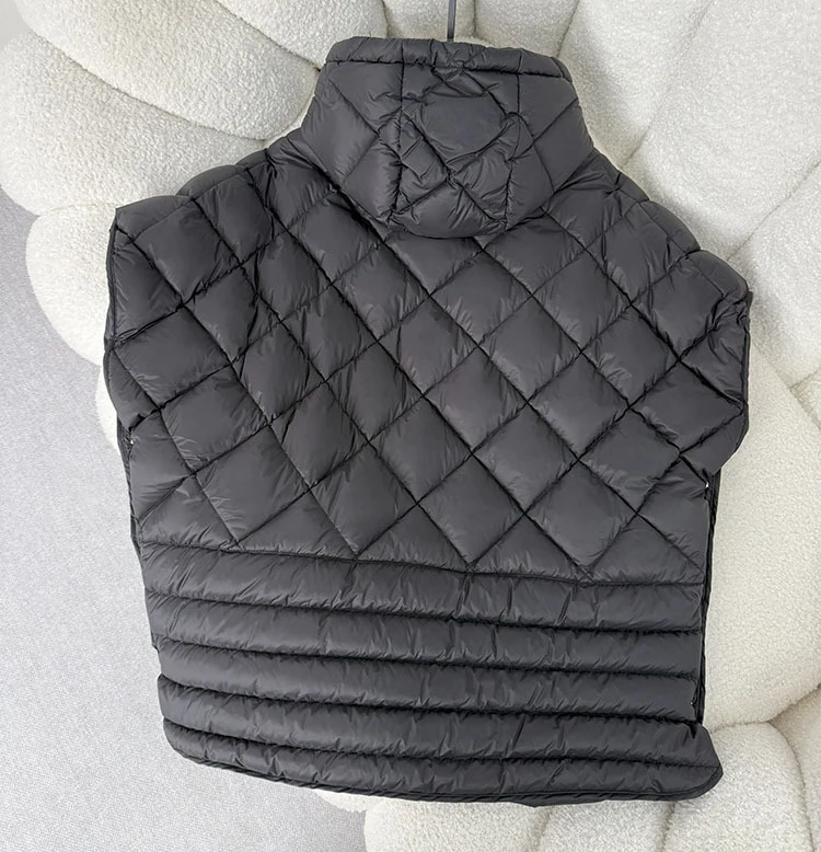 Schinteon Women 90% White Duck Down Irregular Vest with Hood Loose Sleeveless Jacket Solid Fashionable Autumn Winter Top 2026
