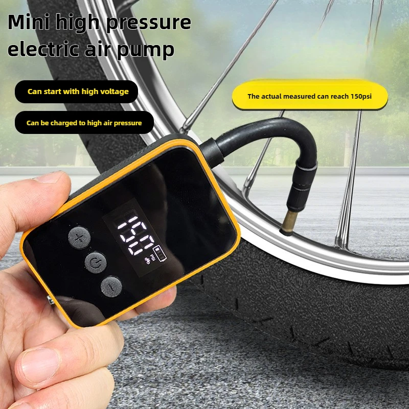 

Mini Bicycle Pump Portable Rechargeable Air Inflator 100PSI 5V Type-C Bike Accessories for Bike Schrader Presta Tires AS100