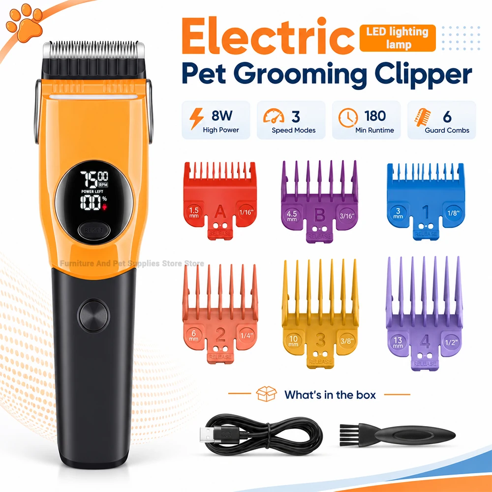 

Electric Dogs Grooming Clipper Professional Hair Cutter for Pets Hair Trimmer Cordless Low Noise Shaver Cutter Machine Scissors