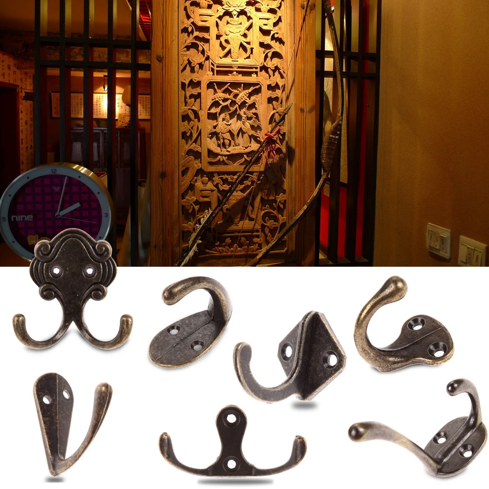 

Дверные крючки из цинкового сплава, винтажные бронзовые крючки для пальто, шляпы, сумки, европейские портативные многофункциональные аксессуары для ванной комнаты, настенные подвески