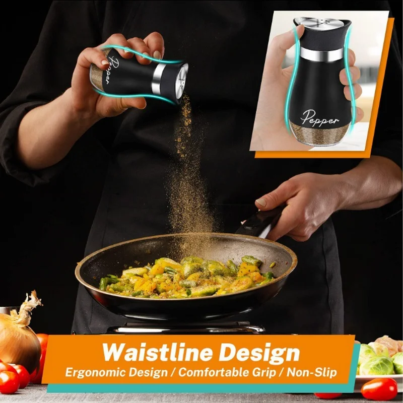 مجموعة مكونة من قطعتين من برطمانات توابل قابلة لإعادة الاستخدام، مثالية للشوي والفلفل والملح والمختومة والمقاومة للرطوبة ومستلزمات المطبخ