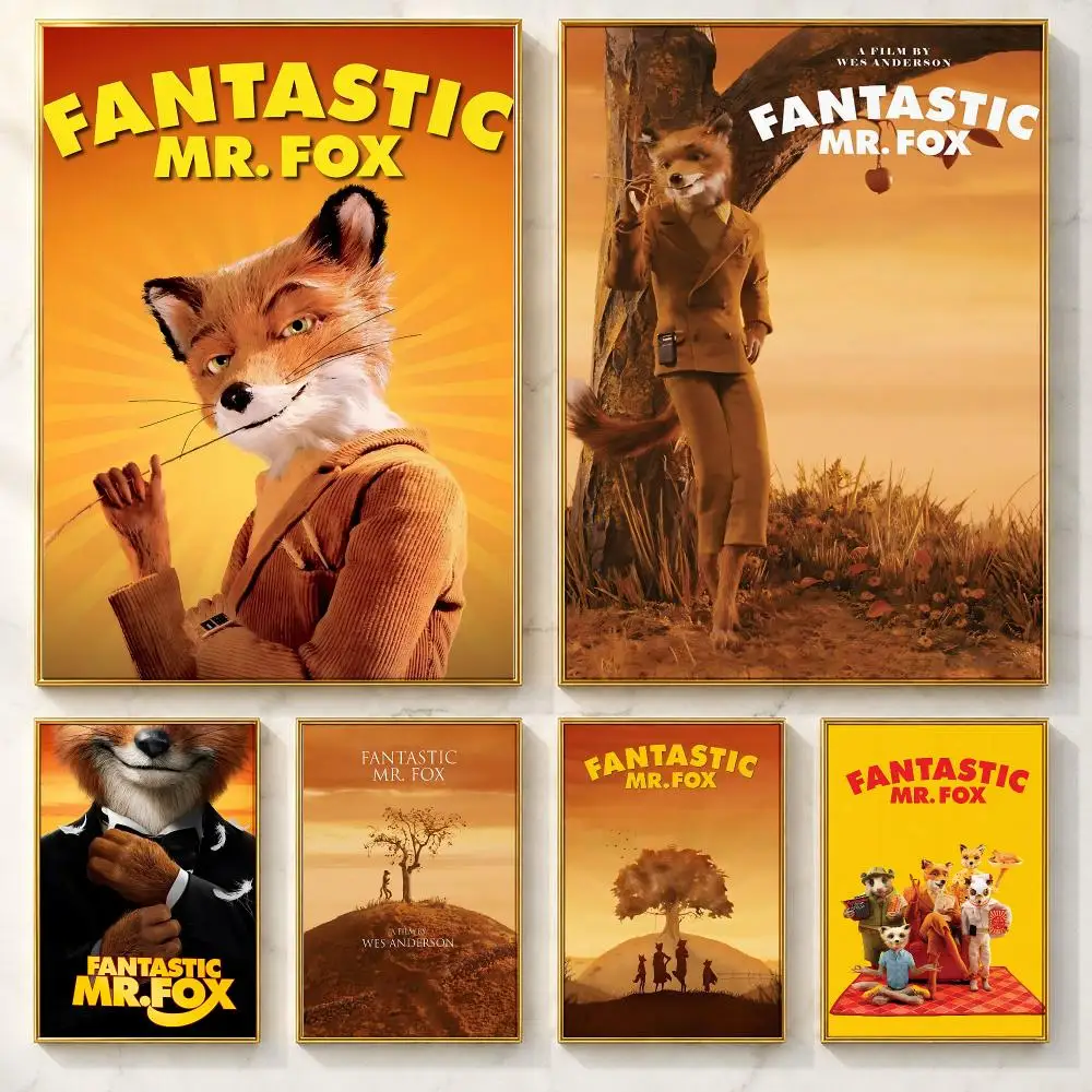 Durable Movie F-Fantastic Mr. FoxS Poster Self-adhesive Art Poster Decoracion Painting Wall Art White Kraft Paper Home Decor
