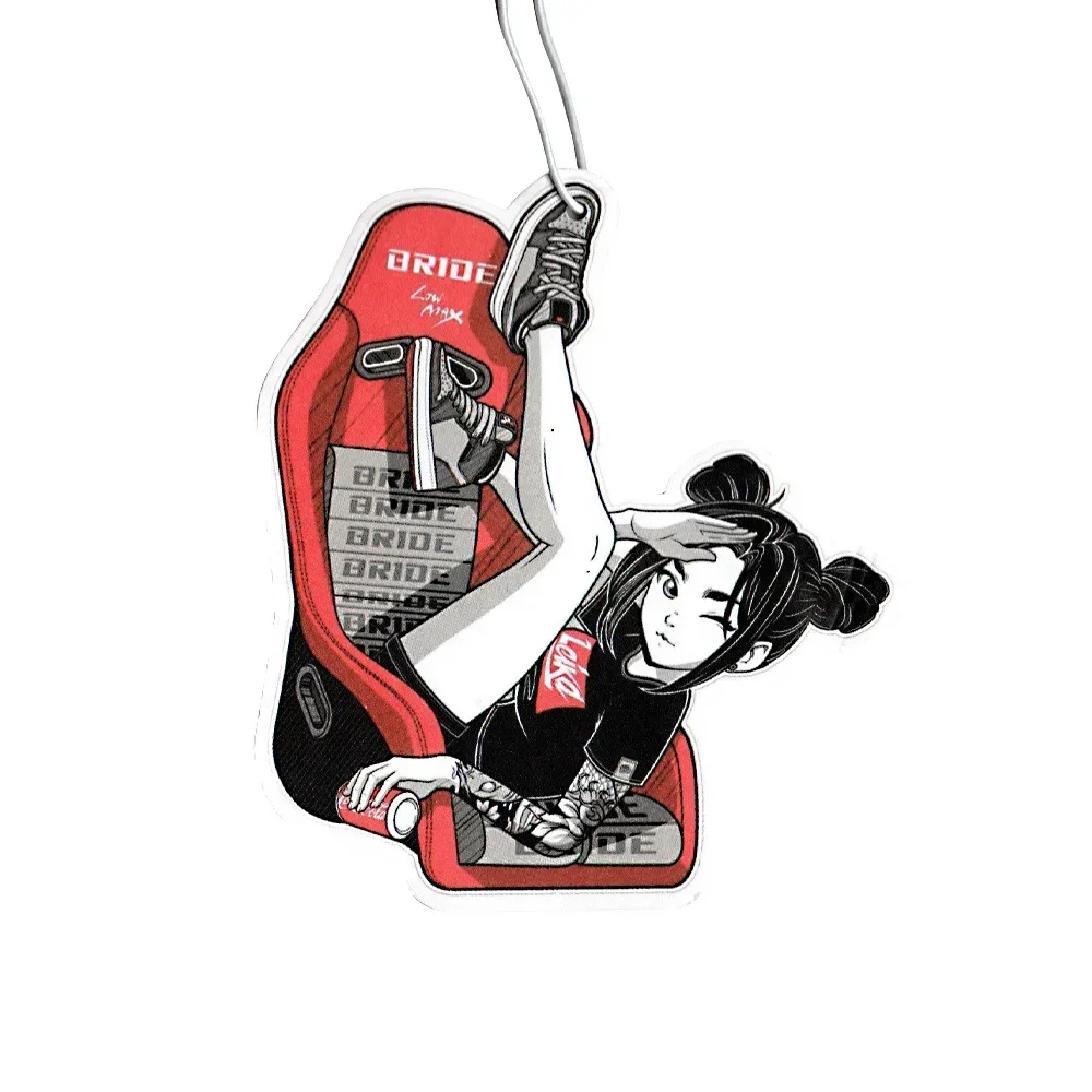 مثير فتاة JDM سيارة معطّر الهواء معلقة مرآة الرؤية الخلفية نكهة العطور توربو قرص فرامل تعديل الثقافة الصلبة ورقة الملحقات #1