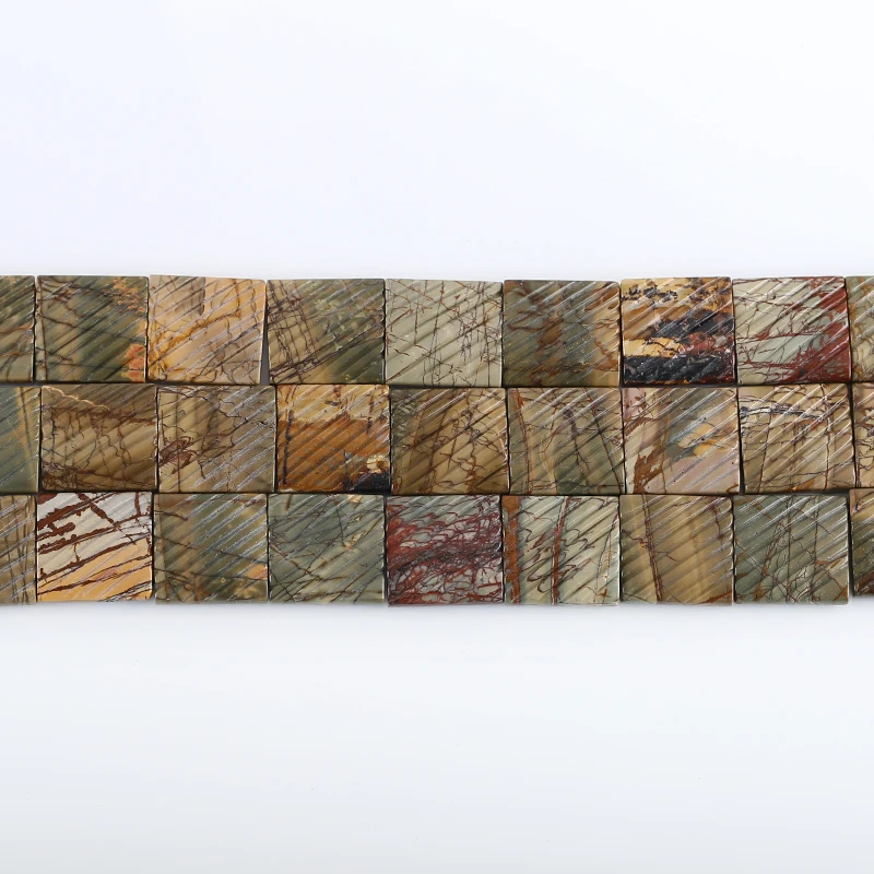 One Strand Natural Multi-Color Picasso Jasper Gem Stone Beads For Jewelry Making Square Loose Spacer Beads DIY Accessorie