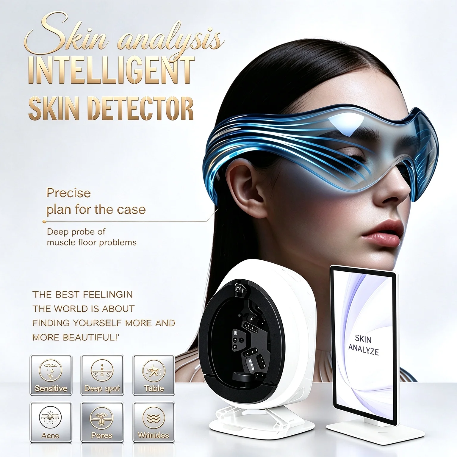 Q2 Magic Mirror 3D AI Skin Analyzer 8 Spectrum Facial Detector Professional Salon Spa Skin Analysis Scanner Machine