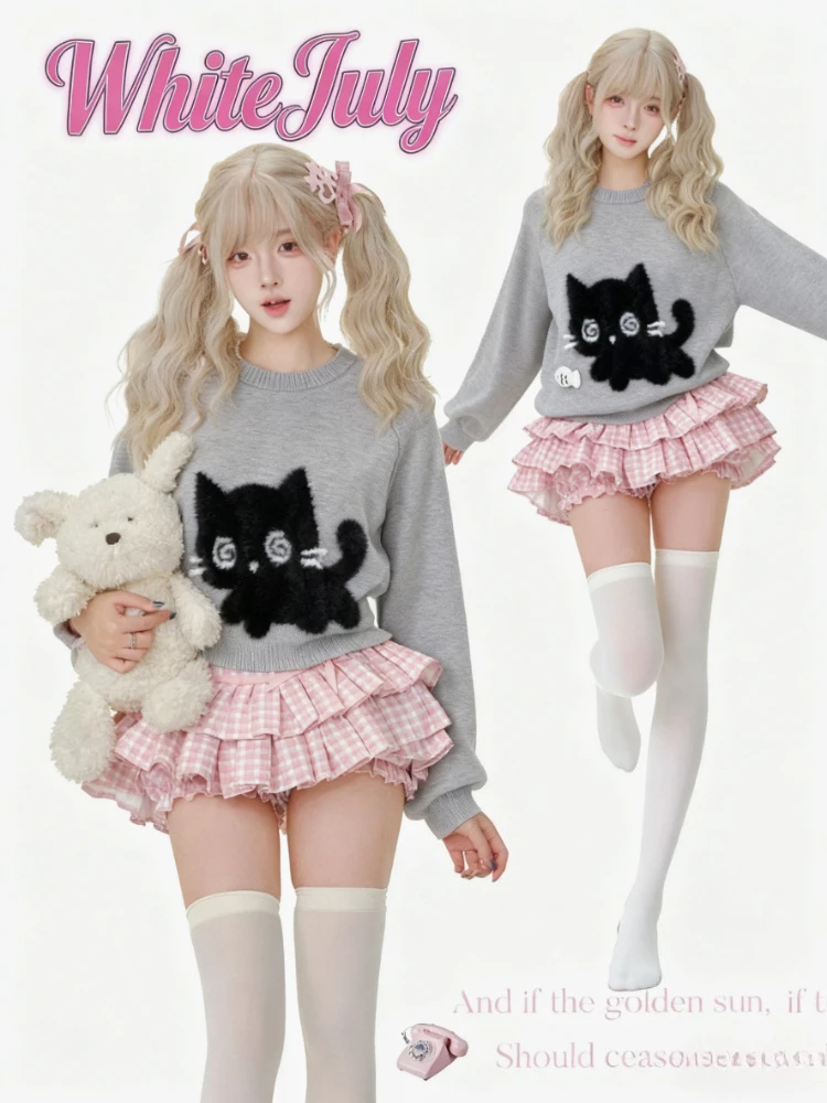 

Japanese Sweatshirts Patchwork Coats Women Y2k Aesthetic Lace Rabbit's Ears Jackets Casual Oversized Harajuku Kawaii Hoodies Top