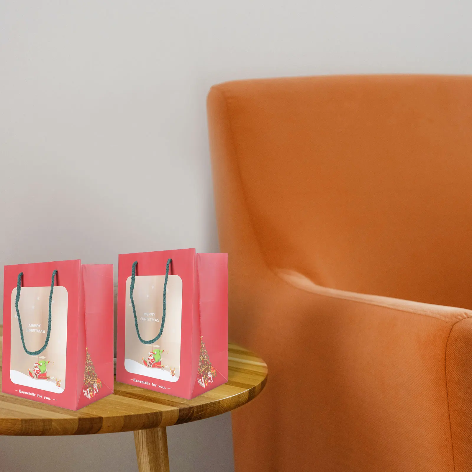 

6Pcs Christmas Gift Bag Handheld Paper Tote Festive Xmas Gift Storage Pouch Bright Color Packaging Bag Packing Pouch Xmas