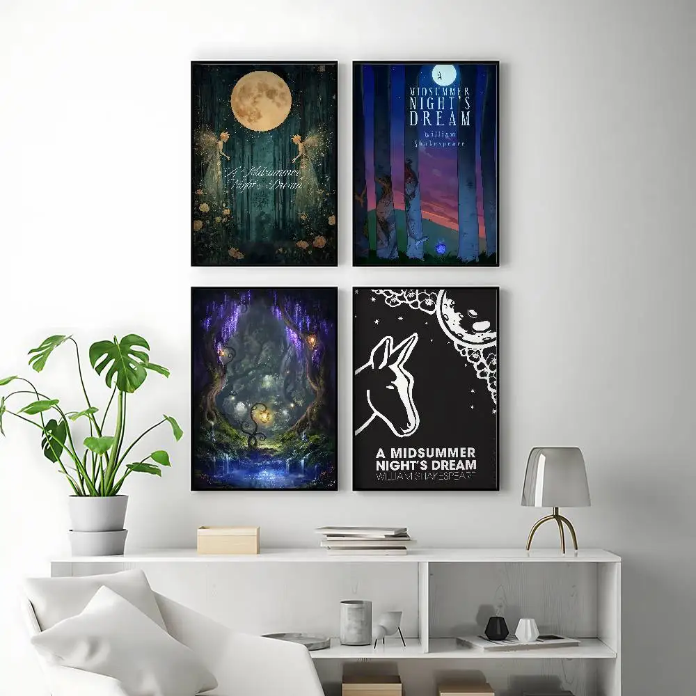 Classic Novel A Midsummer Night's Dream Posters Premium Self-Adhesive No Residue Wall Sticker for Home Office Bar Decor
