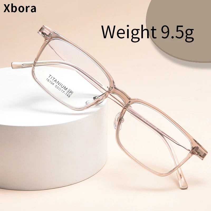 

Xbora Men Pure Titanium Frame Square Prescription Glasses Ultra-Light Retro Casual Optical Women's Eyeglasses 16104X