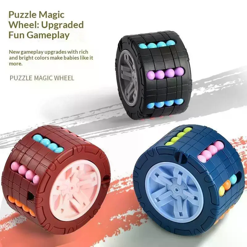 3D Cylinder Cube Toy Magical Bean Gyro Rotate Slide Puzzle Games Relieve Stress Children Educational Montessori Infant Toy Gift