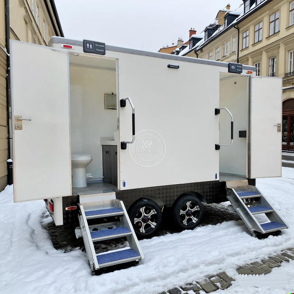 

NEW 2 Station Prefab House Portable Toilet Trailer Shower Rooms Outdoor Camping Mobile Toilet Trailer Luxury Restroom Trailer