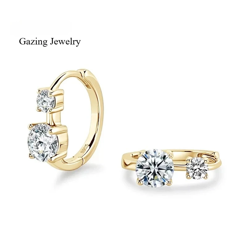 

Gazing Jewelry Стерлинговое серебро 925 пробы, сертификация GRA, муассанит D-цвета, серьги-кольца, женские серьги с пирсингом, стиль мини-кольца,