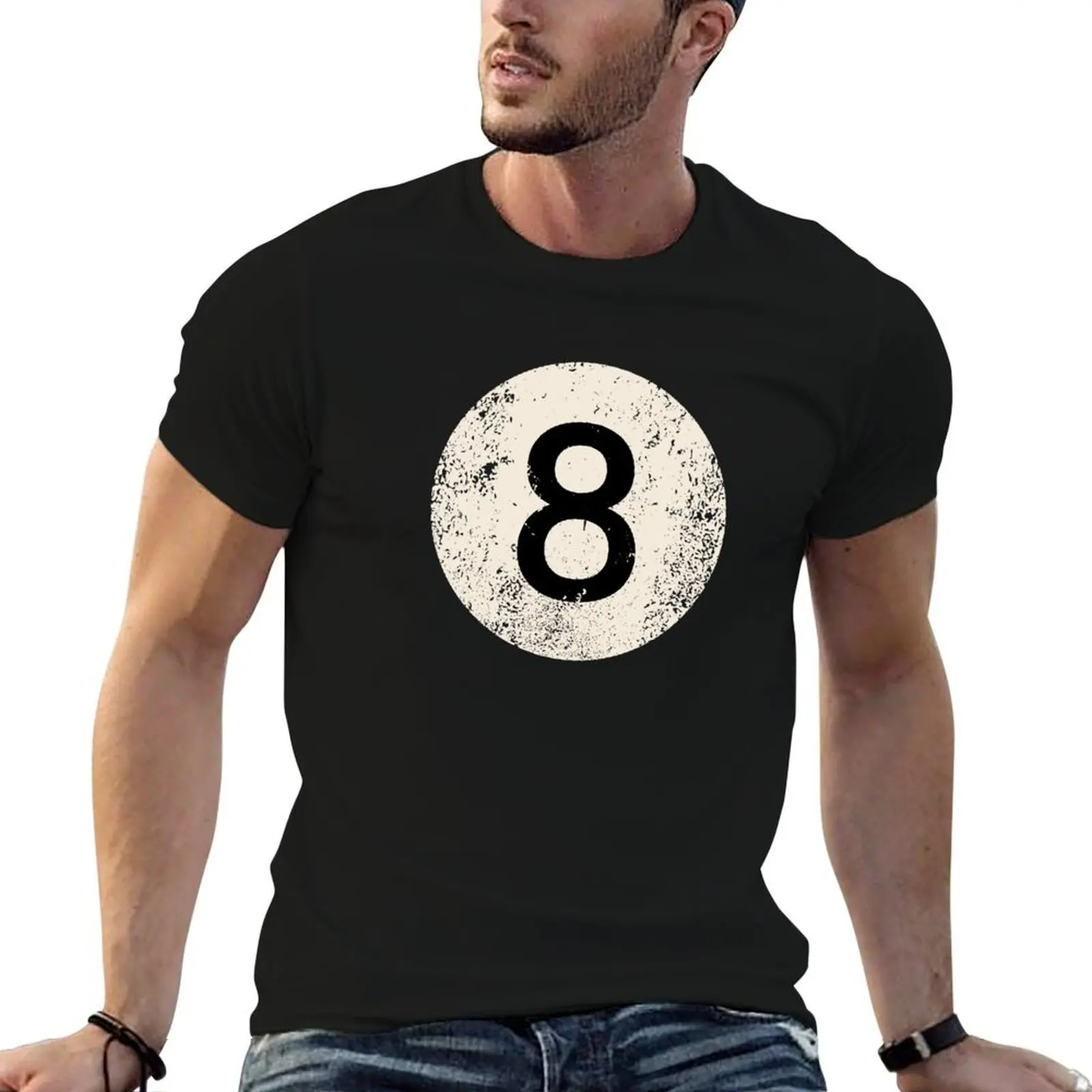 Black pool billiard ball number 8 Pool 8 Ball vintage T-Shirt man t shirt graphic anime tshirt T-Shirt