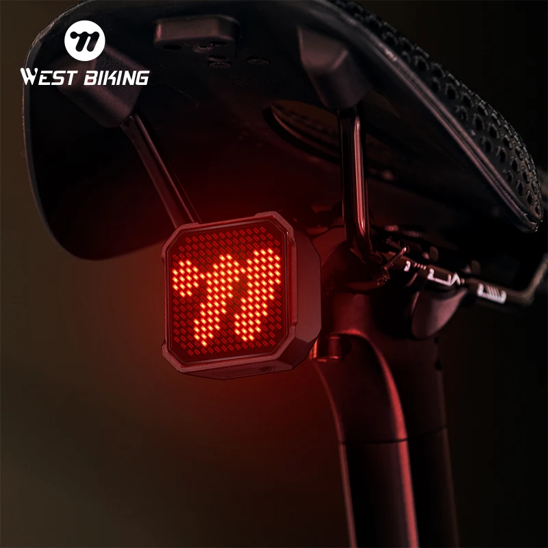 WEST BIKING Bicycle Tail Light Synchronized DIY Custom Pattern Brake Sensor Bike Rear Light Type-C Charging Cycling Taillight