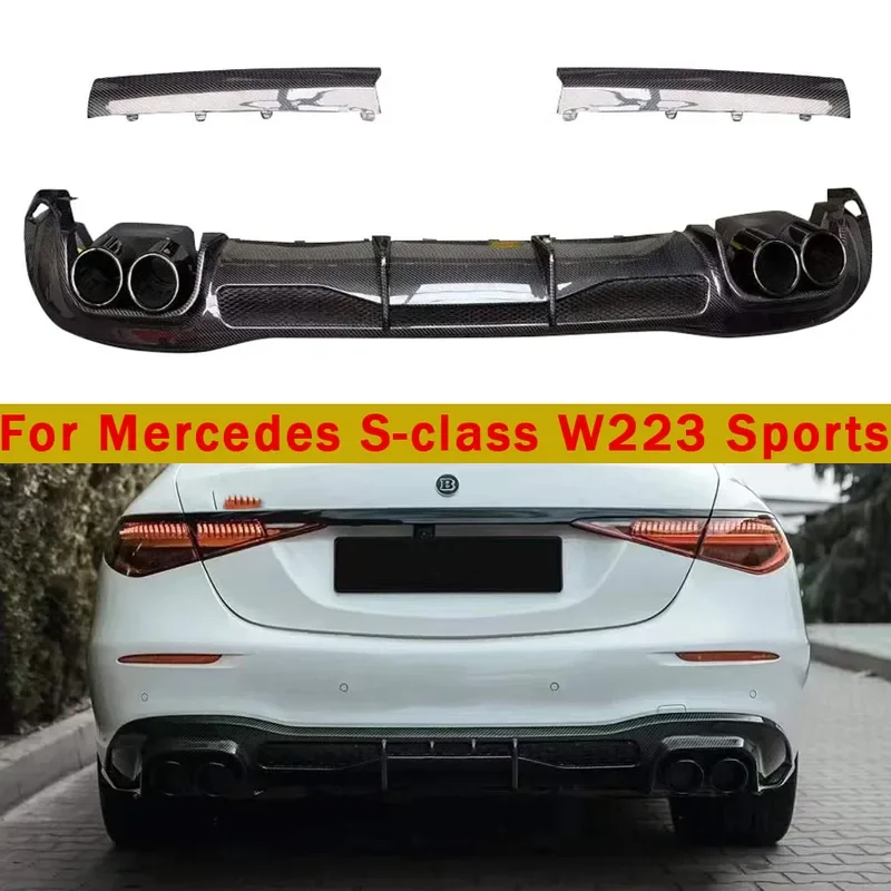 For Mercedes Benz S Class W223 2022  Sports Carbon Fiber Back lip Car Rear Bumper Diffuser Rear Splitters Spoiler Car Accessorie