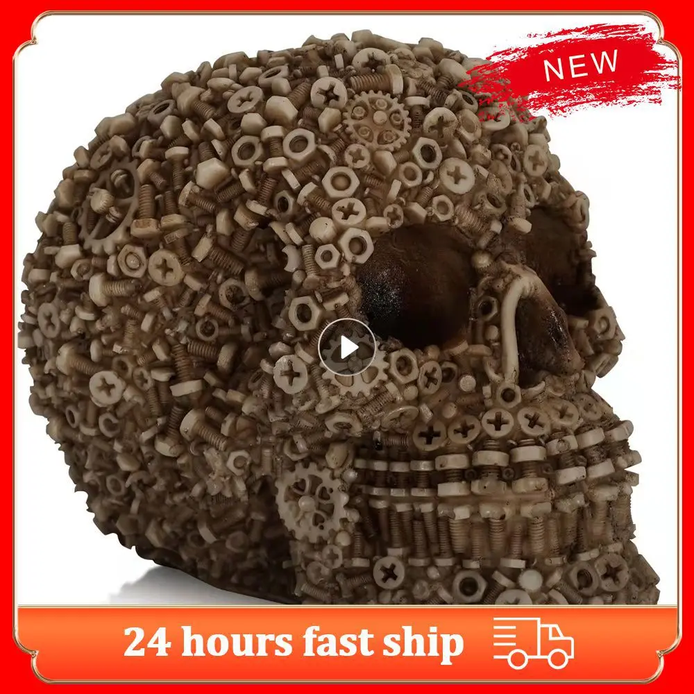 Spoof Props Durable Fine Workmanship Human Skull Model Hand Carved Skull Ornament Home Decor Crafts Vintage Face Decoration