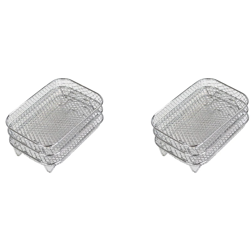 

2X Air Fryer Rack For Ninja Dual Air Fryer, 3-Layer Food Dehydrator Rack Toast Rack Grill Air Fryer Accessories