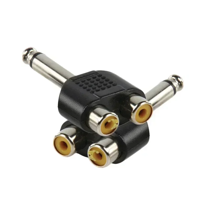 6.35mm Mono 1/4 Inch Male Plug To Dual RCA Female Y Splitter Connector Audio Adapter Converter For KTV Speaker Sound