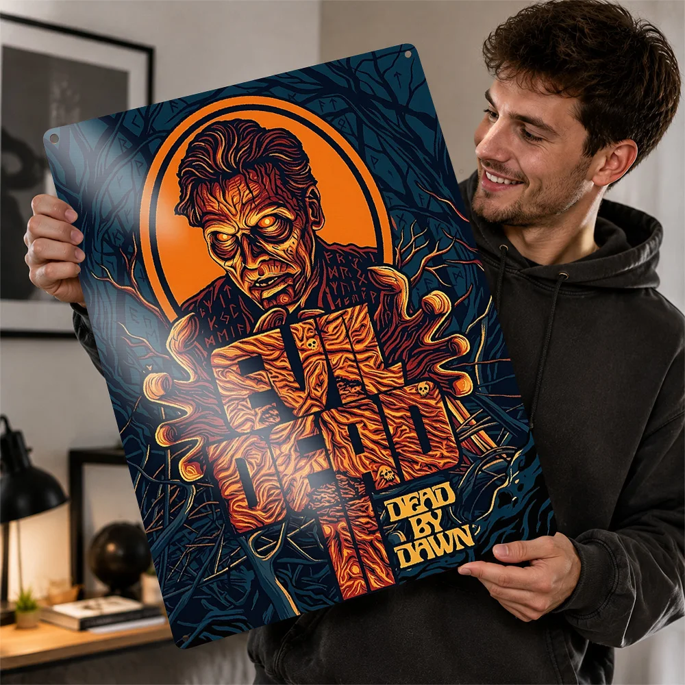 Evil Dead 2 Personalized 3D Textured Metal Poster Wall Art Tinplate Sign for Living Room Decoration Man Bedroom Stuff Wand Deko
