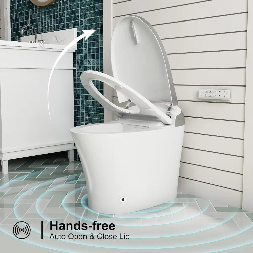 Luxury Smart Toilet, Heated Bidet with Dryer and Warm Water, Bidet Toilet with Heated Seat, Auto Close Toilet Seat, Modern