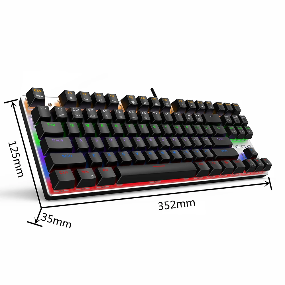 Wired Gaming Mechanical Keyboard Blue Red Switch 87keys Anti-ghosting Russian/US LED Backlit LED For Gamer Laptop Computer