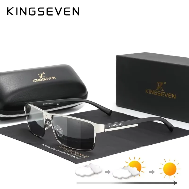 

KINGSEVEN Fashion Photochromic Sunglasses Men Women Chameleon Polarized Pilot Sun Glasses Anti-glare Driving Eyeglasses UV400