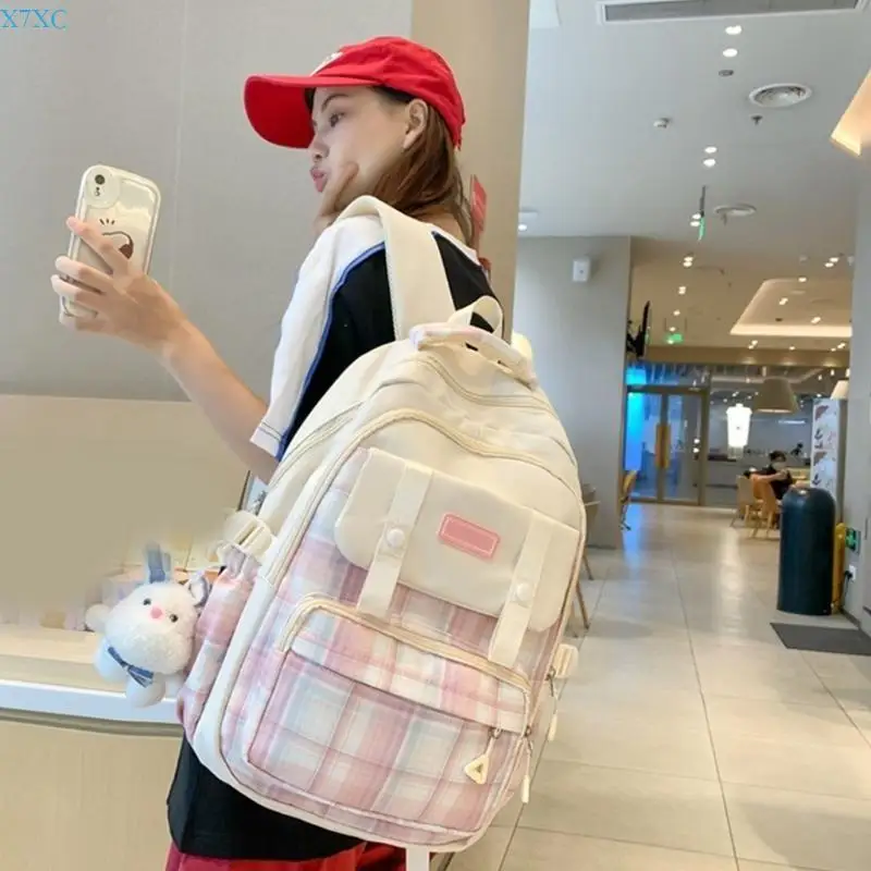 X7XC Tas Sekolah Siswa Ransel Cantik Tas Ransel Kasual Kapasitas Besar Remaja