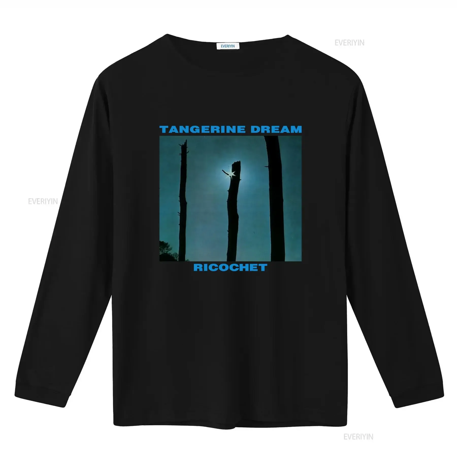 Rare Tangerine Dream Ricochet Black T Shirt AL211 Retro Rock Band Design vintage Washed Breathable fashion