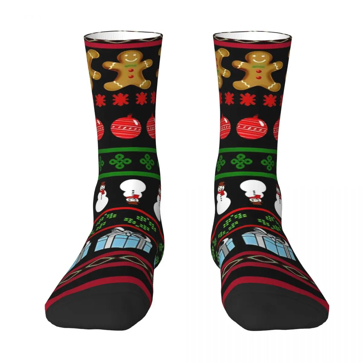 Adorable Ugly Christmas Sweater Black Background Socks Harajuku Stockings Men Medium Soft Outdoor Sports Socks Winter Socks